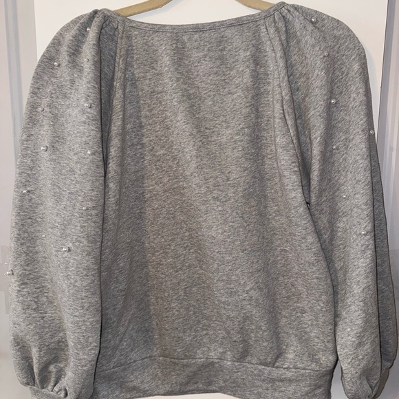 LOFT Gray Pearl Stud Sweatshirt | Size Small - Picture 6 of 7